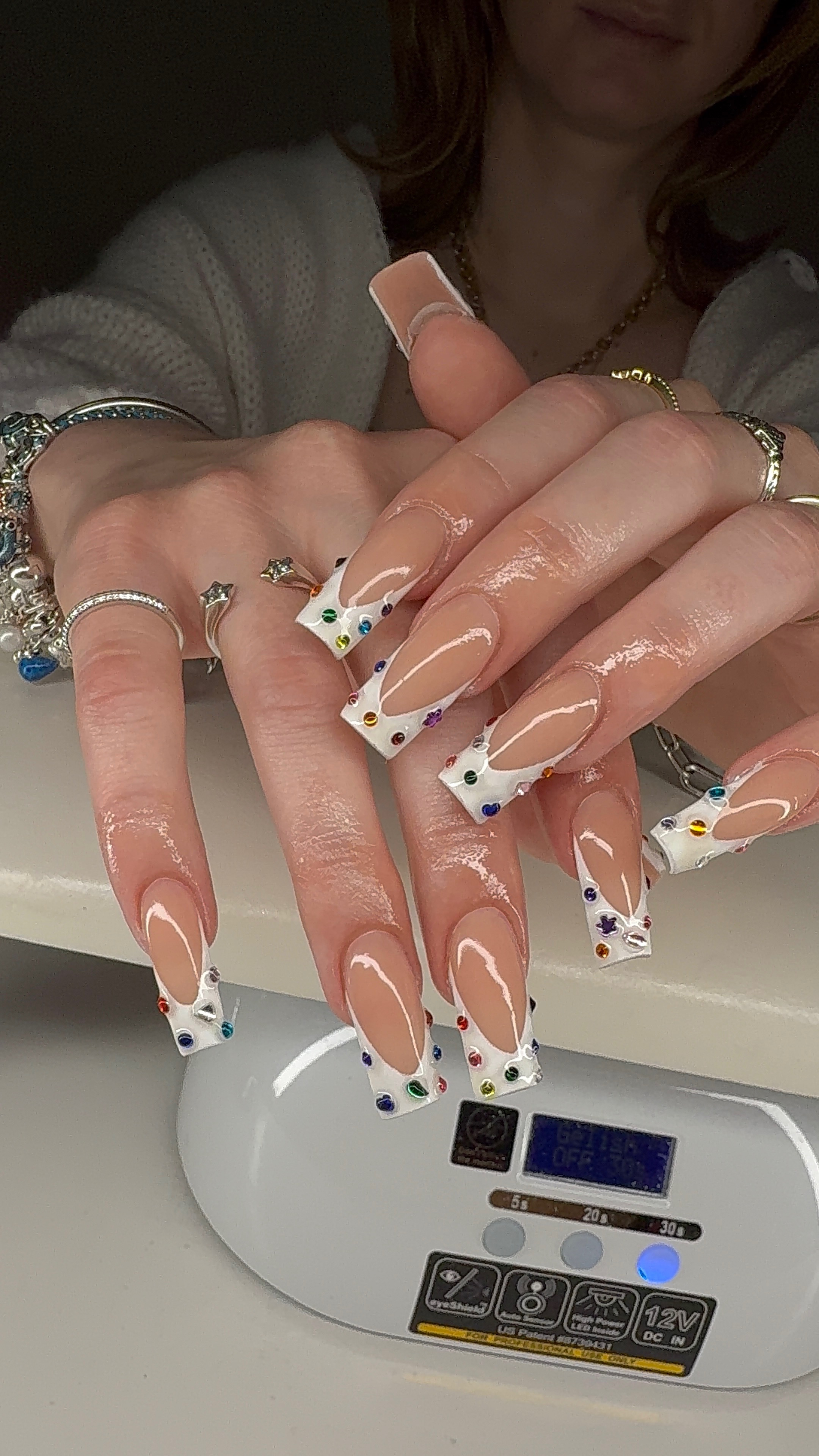 Pastel aura nails with chrome finish